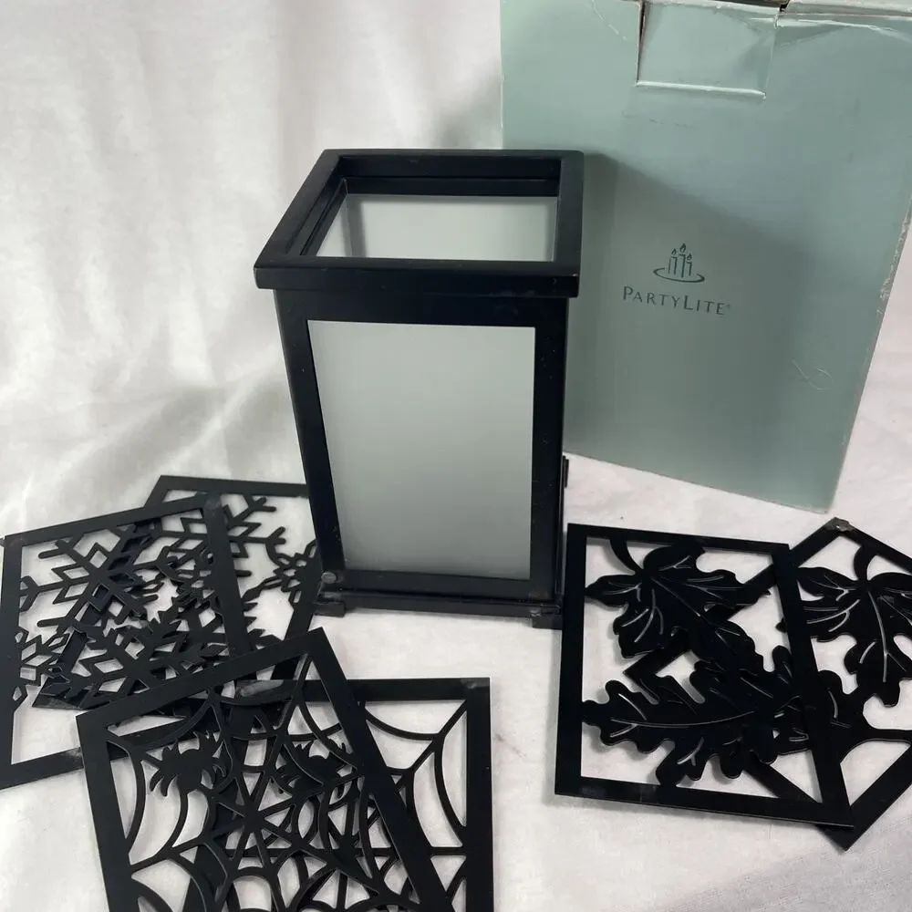 Partylite Change-O-Luminary Candle Holder P8977 Web / Leaves /Snowflakes